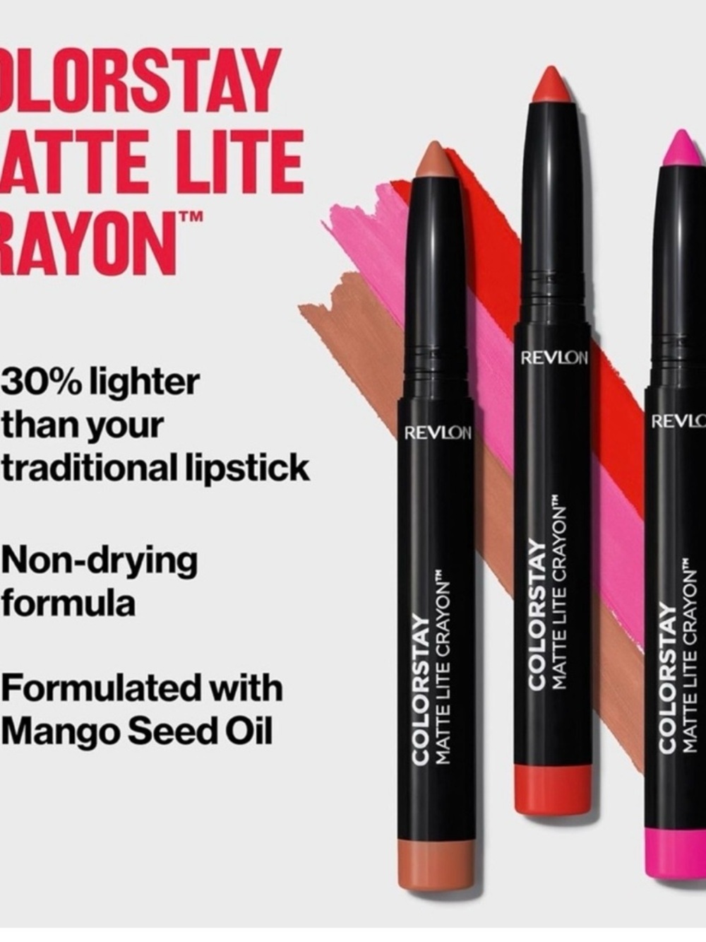 NEW-Revlon ColorStay Matte Lite Crayon Lipstick - Nude Pink - Picture 3 of 6